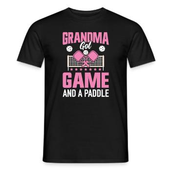 Pickleball Granny Paddleball Grandmother Paddle Game - Men's T-Shirt - black - Front - AI Model Male 178 light (178cm)