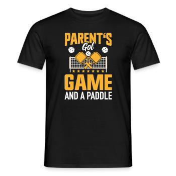 Pickleball Parents Paddleball Mom Dad Paddle - Men's T-Shirt - black - Front - AI Model Male 178 light (178cm)