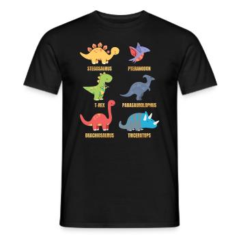 Types Of Dinosaurs Dino Identification - Cute - Men's T-Shirt - black - Front - AI Model Male 178 light (178cm)