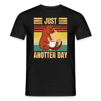 Funny Otter – Just Anotter Day - Retro Coffee - T-shirt homme - noir - Devant - AI Model Male 178 light (178cm)