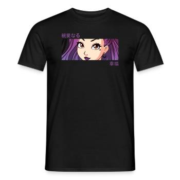 Anime Girl Eyes - Japan Culture Art - Japanese - Männer T-Shirt - Schwarz - Vorne - AI Model Male 178 light (178cm)