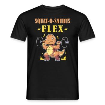 Squat-O-Saurus Flex T-Rex Dinosaur Fitness Gym - Men's T-Shirt - black - Front - AI Model Male 178 light (178cm)