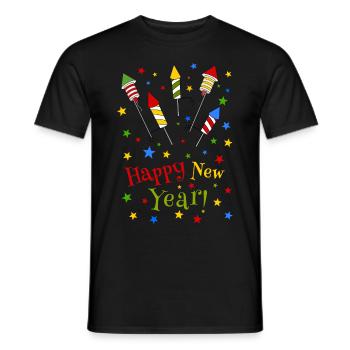 Bonne année Feux d’artifice Fête du Nouvel An Nouvel An - T-shirt homme - noir - Devant - AI Model Male 178 light (178cm)