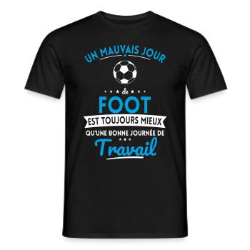 Mauvais jour de foot mieux que journée travail - T-shirt homme - noir - Devant - AI Model Male 178 light (178cm)
