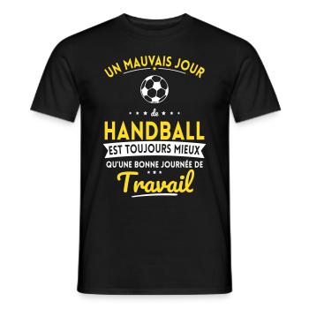 Mauvais jour de handball mieux que journée travail - T-shirt homme - noir - Devant - AI Model Male 178 light (178cm)