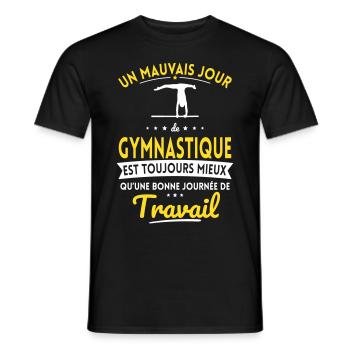 Mauvais jour gymnastique mieux que journée travail - T-shirt homme - noir - Devant - AI Model Male 178 light (178cm)