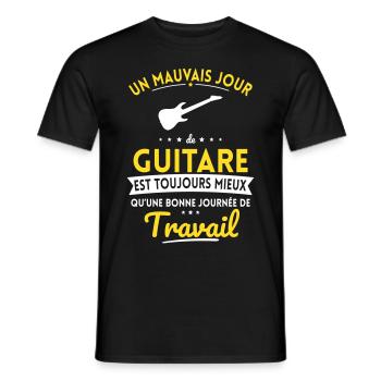 Mauvais jour de guitare mieux que journée travail - T-shirt homme - noir - Devant - AI Model Male 178 light (178cm)