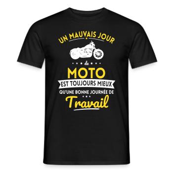 Mauvais jour de moto mieux que journée travail - T-shirt homme - noir - Devant - AI Model Male 178 light (178cm)