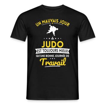 Mauvais jour de judo mieux que journée travail - T-shirt homme - noir - Devant - AI Model Male 178 light (178cm)