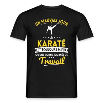 Mauvais jour de karaté mieux que journée travail - T-shirt homme - noir - Devant - AI Model Male 178 light (178cm)