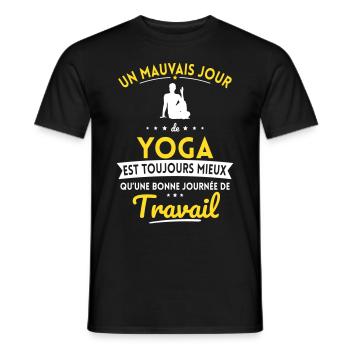 Mauvais jour de yoga mieux que journée travail - T-shirt homme - noir - Devant - AI Model Male 178 light (178cm)