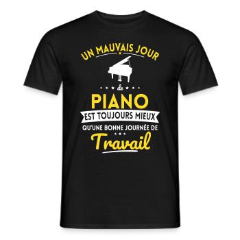 Mauvais jour de piano mieux que journée travail - T-shirt homme - noir - Devant - AI Model Male 178 light (178cm)