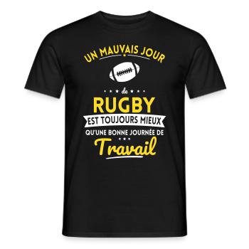 Mauvais jour de rugby mieux que journée travail - T-shirt homme - noir - Devant - AI Model Male 178 light (178cm)