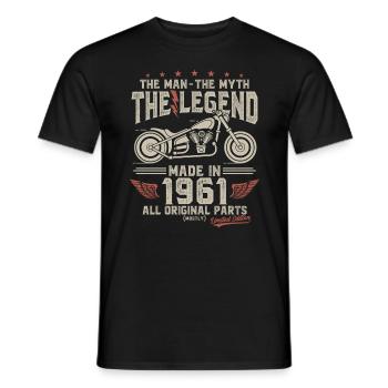 1961 Vintage homme mythe légende moto - T-shirt homme - noir - Devant - AI Model Male 178 light (178cm)