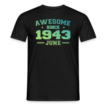 June 1943 Birthday Year 1943 June Gift 1943 - Men's T-Shirt - black - Front - AI Model Male 178 light (178cm)