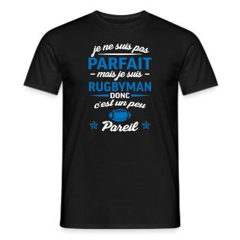 Je ne suis pas parfait mais je suis rugbyman - T-shirt homme - noir - Devant - AI Model Male 178 light (178cm)