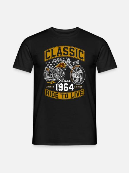 1964 Jahrgang Motorrrad Biker Motorradfahrer - Männer T-Shirt - Schwarz
