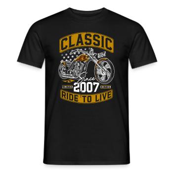 2007 Jahrgang Motorrrad Biker Motorradfahrer - Männer T-Shirt - Schwarz - Vorne - AI Model Male 178 light (178cm)