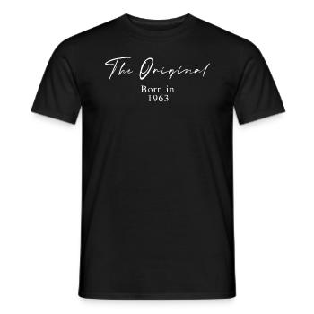 The Original – Born 1963 Script Typography - Men's T-Shirt - black - Front - AI Model Male 178 light (178cm)
