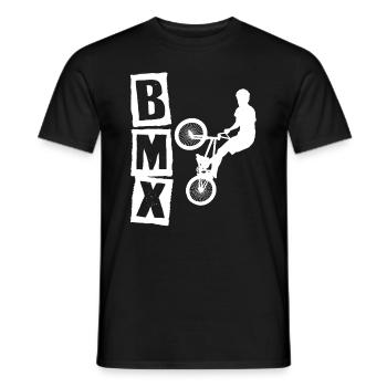 bmx race bike cyclist rider trick - Men's T-Shirt - black - Front - AI Model Male 178 light (178cm)