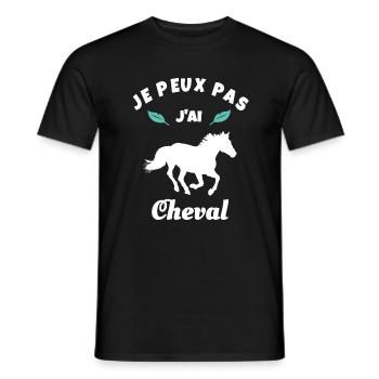 je peux pas j'ai cheval équitation - T-shirt homme - noir - Devant - AI Model Male 178 light (178cm)