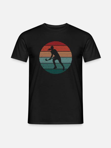 Hockey Spielerin Retro Hockeyspielerin Feldhockey - Männer T-Shirt - Schwarz