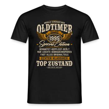 Oldtimer 1995 Jahrgang geboren Geburtstag Geschenk - Männer T-Shirt - Schwarz - Vorne - AI Model Male 178 light (178cm)