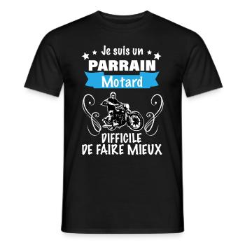 Mon Parrain Motard Il Est Top - T-shirt homme - noir - Devant - AI Model Male 178 light (178cm)