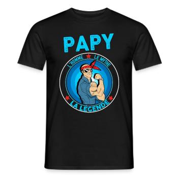 Papy le mythe la légende Humour Grand Père Vintage - T-shirt homme - noir - Devant - AI Model Male 178 light (178cm)
