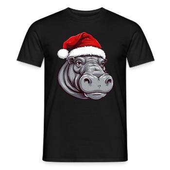 Nilpferd Weihnachten Tier Kopf - Männer T-Shirt - Schwarz - Vorne - AI Model Male 178 light (178cm)