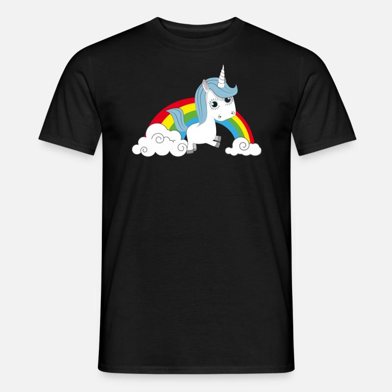 Regenbogen Einhorn - Männer T-Shirt - Schwarz