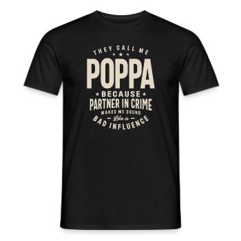 Poppa - Partner in Crime - Fathers Day - Men's T-Shirt - black - Front - AI Model Male 178 light (178cm)