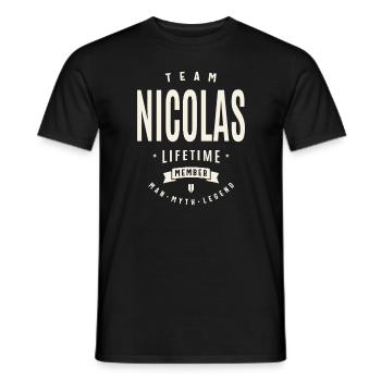 Team Nicolas Lifetime Member - Men's T-Shirt - black - Front - AI Model Male 178 light (178cm)