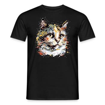 Chat Pixel Art - T-shirt homme - noir - Devant - AI Model Male 178 light (178cm)