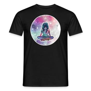 Yoga Pose Galaxy Pattern - Men's T-Shirt - black - Front - AI Model Male 178 light (178cm)
