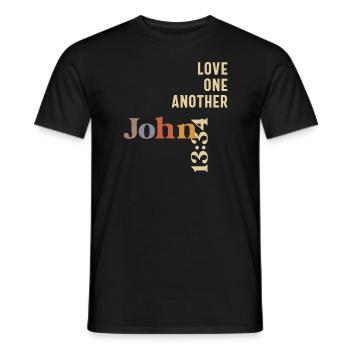 Love One Another John 13:34 Christian Quote - Men's T-Shirt - black - Front - AI Model Male 178 light (178cm)