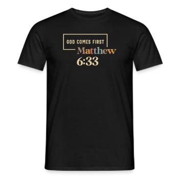 Inspirierend - Gott steht an erster Stelle - Matthäus 6:33 - Männer T-Shirt - Schwarz - Vorne - AI Model Male 178 light (178cm)