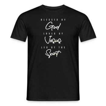 God Loved Jesus Led Spirit - Christian Quote - Men's T-Shirt - black - Front - AI Model Male 178 light (178cm)