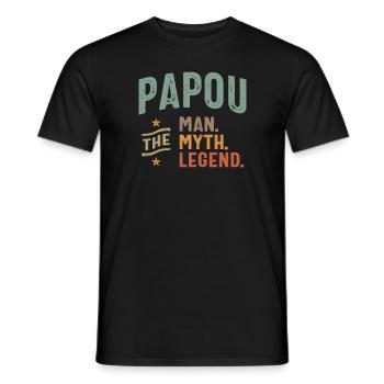 Papou The Man The Myth the Legend - Father's Day - Men's T-Shirt - black - Front - AI Model Male 178 light (178cm)