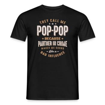 Pop-Pop, weil Parter in Crime Lustiger Vatertag - Männer T-Shirt - Schwarz - Vorne - AI Model Male 178 light (178cm)