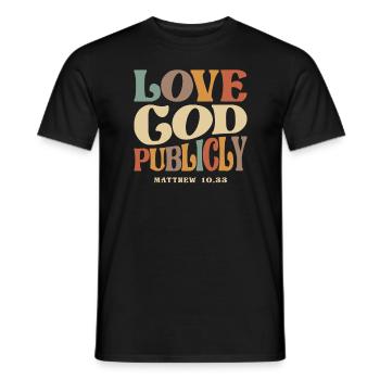 Aimer Dieu publiquement Matthieu 10 :33 Citation chrétienne - T-shirt homme - noir - Devant - AI Model Male 178 light (178cm)