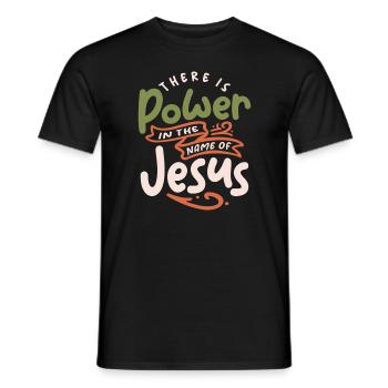 Puissance dans le nom de Jésus citation chrétienne - T-shirt homme - noir - Devant - AI Model Male 178 light (178cm)