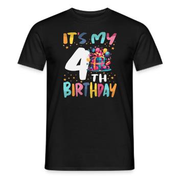 It's My 4th Birthday Happy Kids Birthday - Men's T-Shirt - black - Front - AI Model Male 178 light (178cm)