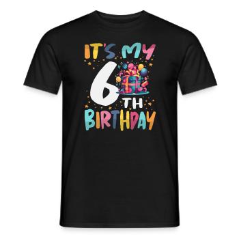 It's My 6th Birthday Happy Kids Birthday - Men's T-Shirt - black - Front - AI Model Male 178 light (178cm)