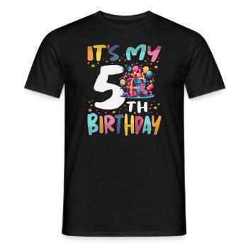 It's My 5th Birthday Happy Kids Birthday - Men's T-Shirt - black - Front - AI Model Male 178 light (178cm)
