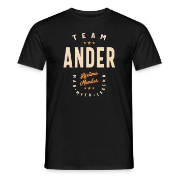 Membre à vie de l’équipe Ander - Nom Ander - T-shirt homme - noir - Devant - AI Model Male 178 light (178cm)