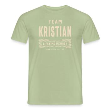 Team Kristian Lifetime Member Personalized Name - Men's T-Shirt - sage - Front - AI Model Male 178 light (178cm)