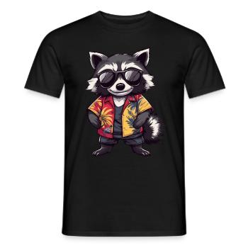 Raccoon Funny Summer - Men's T-Shirt - black - Front - AI Model Male 178 light (178cm)