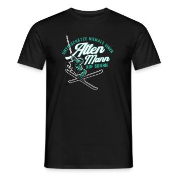 Alter Mann Ski Skifahrer Opa Rentner Geschenk - Männer T-Shirt - Schwarz - Vorne - AI Model Male 178 light (178cm)