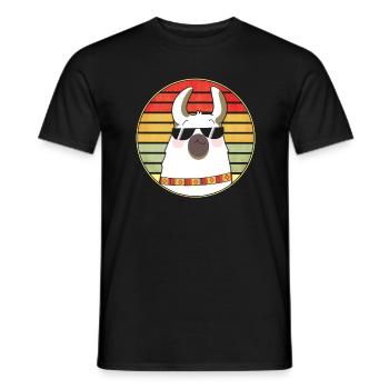 Cooles Lama Alpaca mit Sonnenbrille Geschenk - Männer T-Shirt - Schwarz - Vorne - AI Model Male 178 light (178cm)